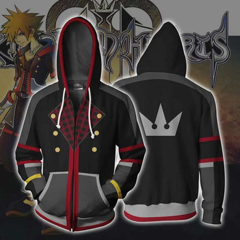 Hoodie - Anime Kingdom - Design 3D, coupe zippée, style streetwear haut de gamme