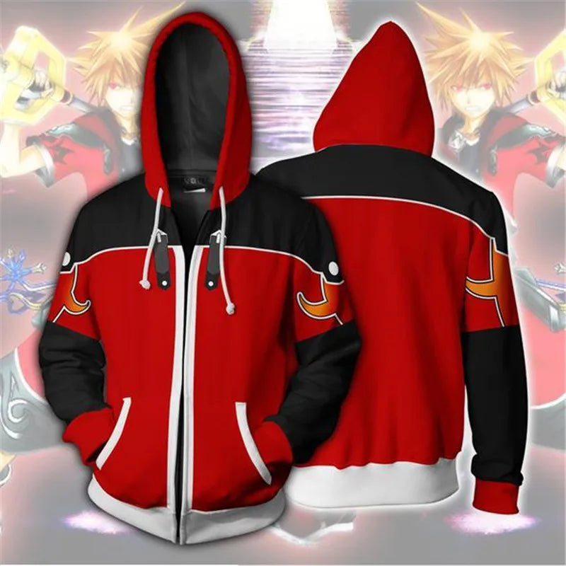 Hoodie - Anime Kingdom - Design 3D, coupe zippée, style streetwear haut de gamme