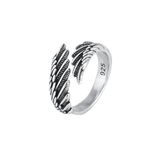 Bague argentée FOXANRY au design créatif d'ailes - Style vintage et hip-hop