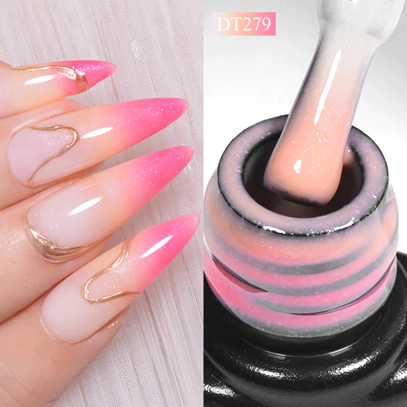 MEET ACROSS 7ml Eggshell Thermal Gel Nail Polish Temperature Changing Gradient Nail Art Varnish Winter Soak Off Gel For Nails