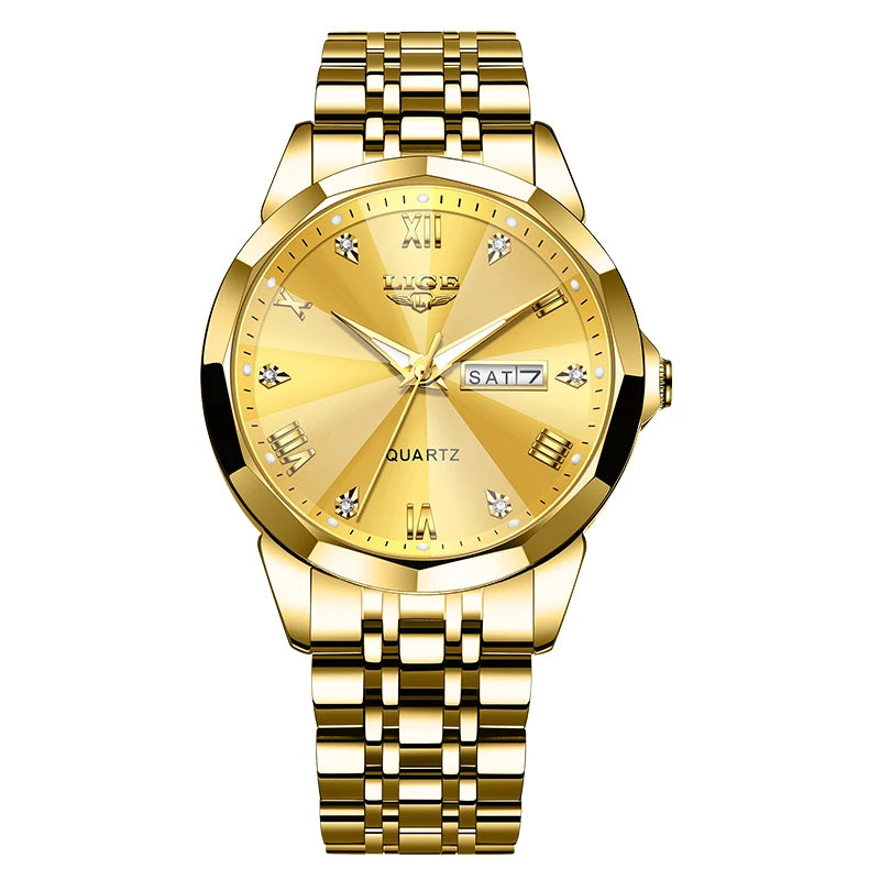 Montre de luxe pour femme, élégance Or, bracelet en acier