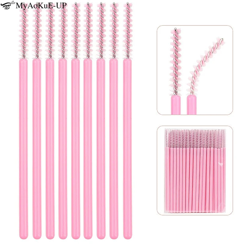 Lot de 50 Brosses à Cils - Crystal - Outil Professionnel d'Extension