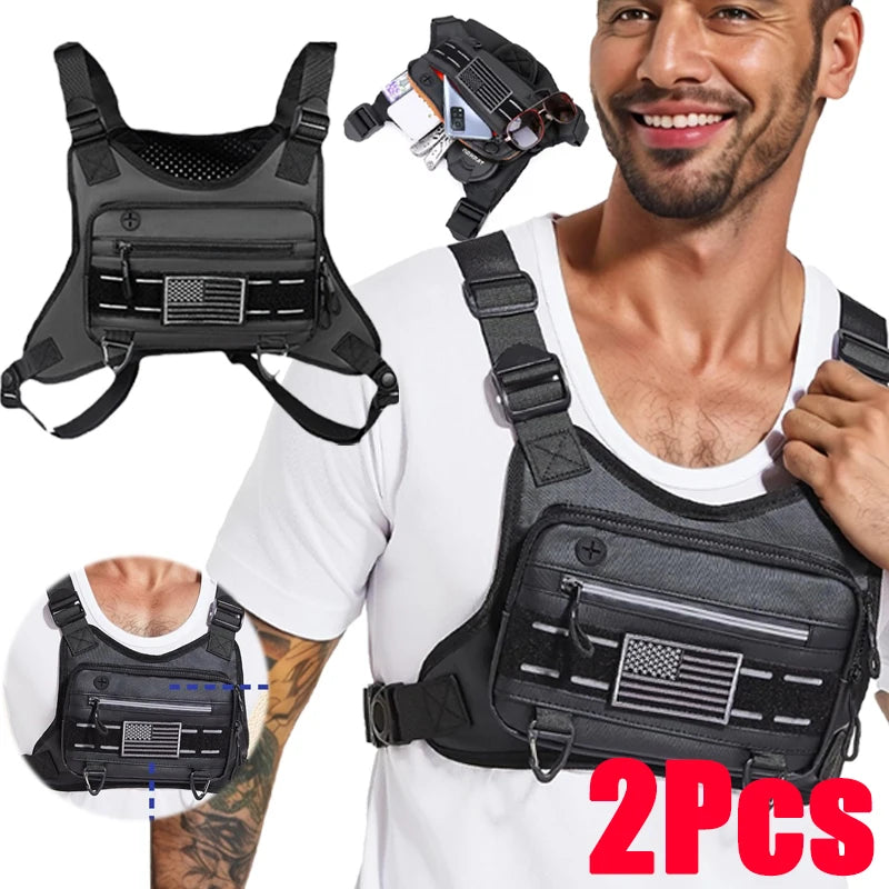 Harnais de poitrine Tactique - Sac de Course pour le Sport Imperméable Ultrarésistant et Sécuritaire