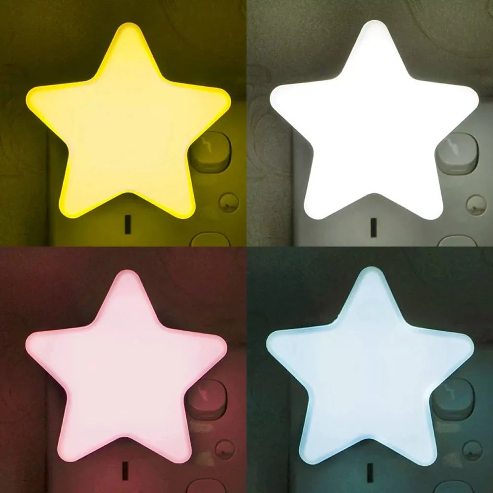 LED Stars Night Lights EU/US Plug Night Lamp Light Home Decoration Bedroom Bedside Baby Room Living Room Corridor Lighting