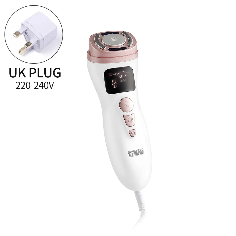 Mini HIFU Machine Ultrasonic RF EMS HIFU Facial Lifting Skin Tightening Device Face Chin Neck Eye Anti-Wrinkle Massager Home Use