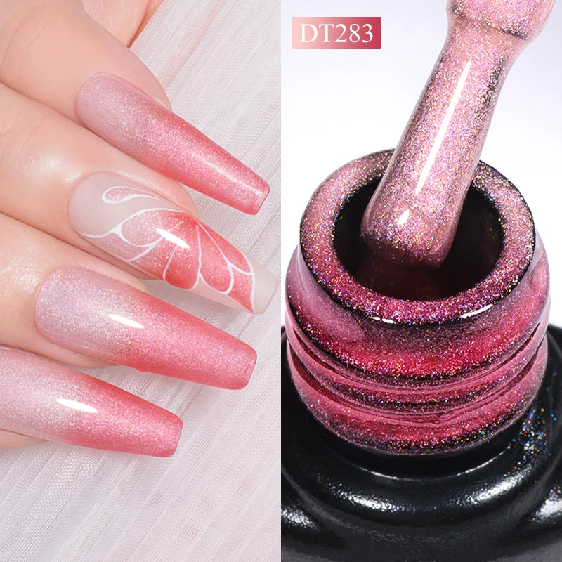 MEET ACROSS 7ml Eggshell Thermal Gel Nail Polish Temperature Changing Gradient Nail Art Varnish Winter Soak Off Gel For Nails