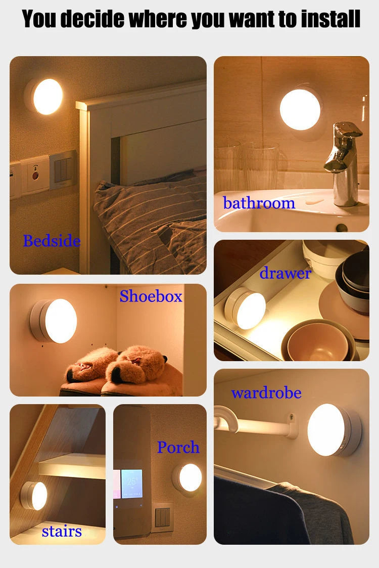 LED Night Light USB Charging Intelligent Human Induction For Bedside Cabinet Home Wardrobe Lighting Motion Sensor Light Led Lamp