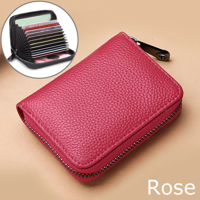 Portefeuille en cuir pour cartes - Protection RFID avec 26 compartiments