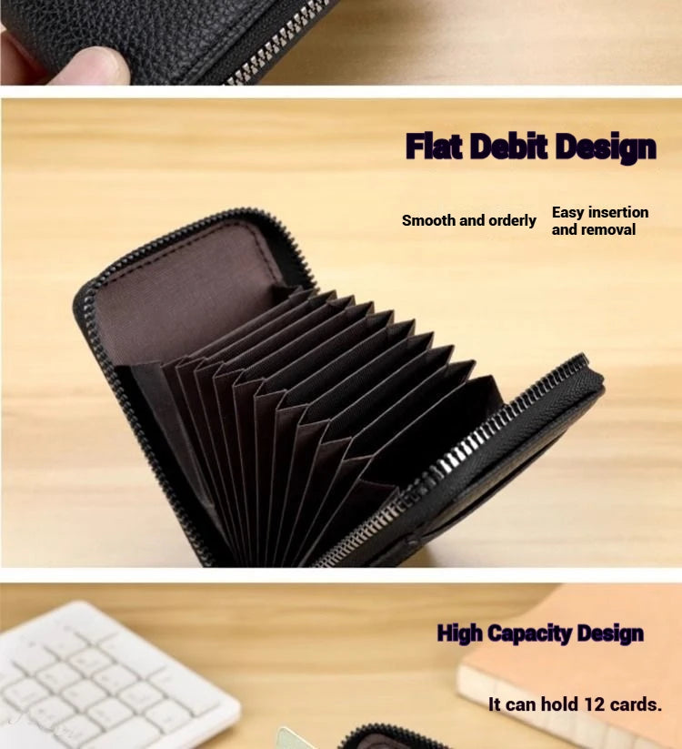 1pc Organ Card Bag Korean Edition Portable Women's Short Bank Card Cover Business Card Clip Zipper Vertical Handheld Bag