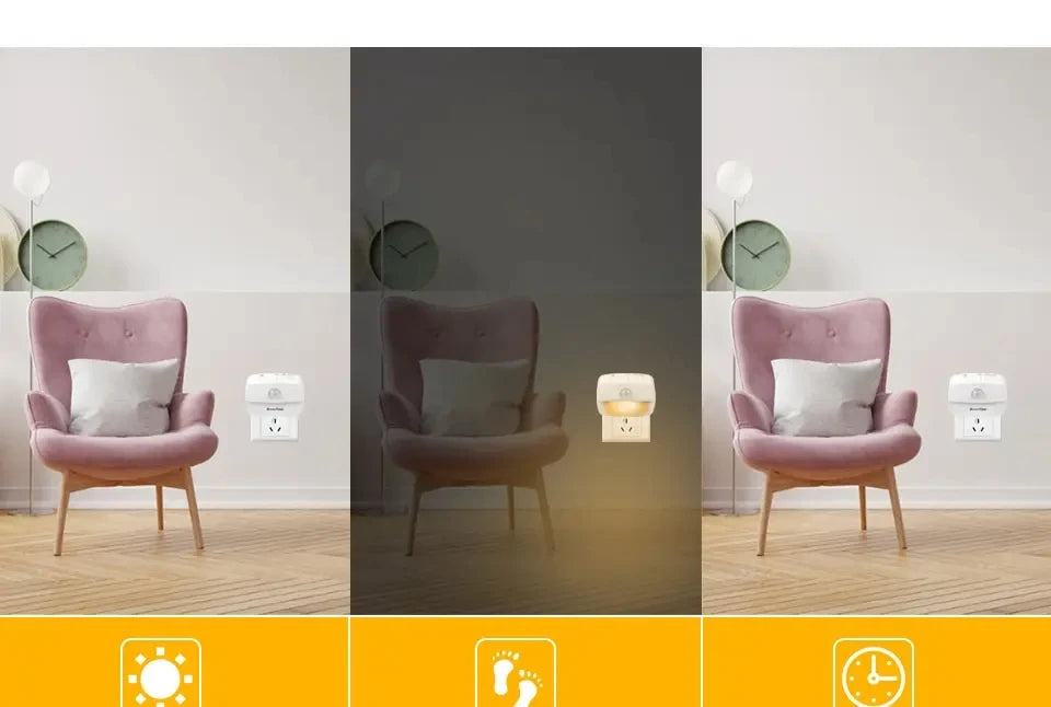 LED Night Light With Motion Sensor Light EU US Plug Socket Lamps Children Night Lights Wireless Wall Bedside Bedroom Night Lamp