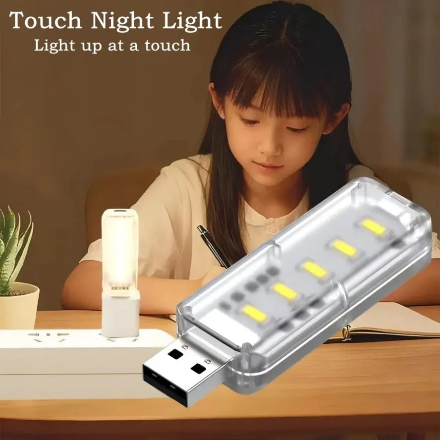 10LEDs USB Touch Dimming Night Light 5V Portable 3000K/6500K Bulb for Bedroom Study PC Laptop Mobile Power Bank Plug in Lighting