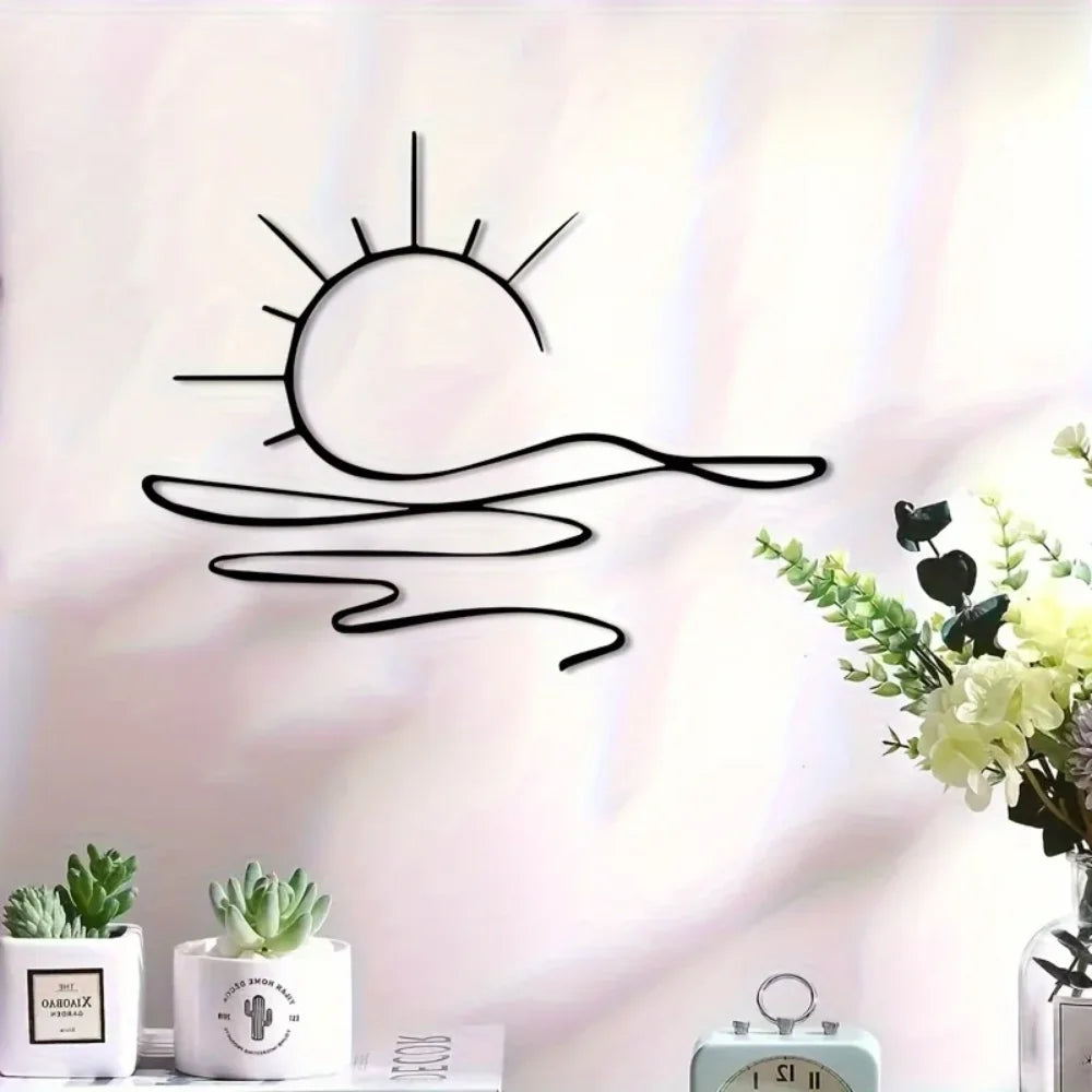 Sunrise & Art Chic, Minimalist Iron Wall Decor For Modern Home Aesthetics | Metal Wall Art | Housewarming Gifts | Wedding Gifts