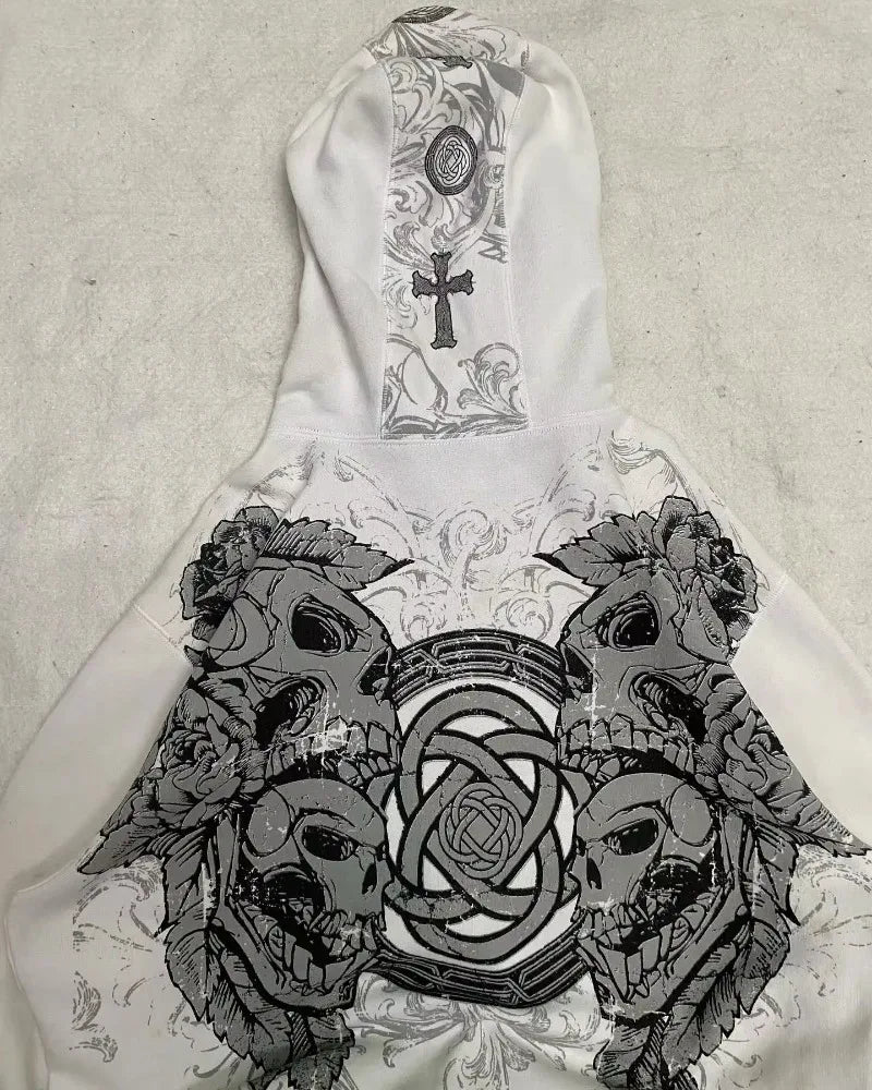 Hoodie - Gothic y2k - Design personnalisé, style grunge, coupe zippée