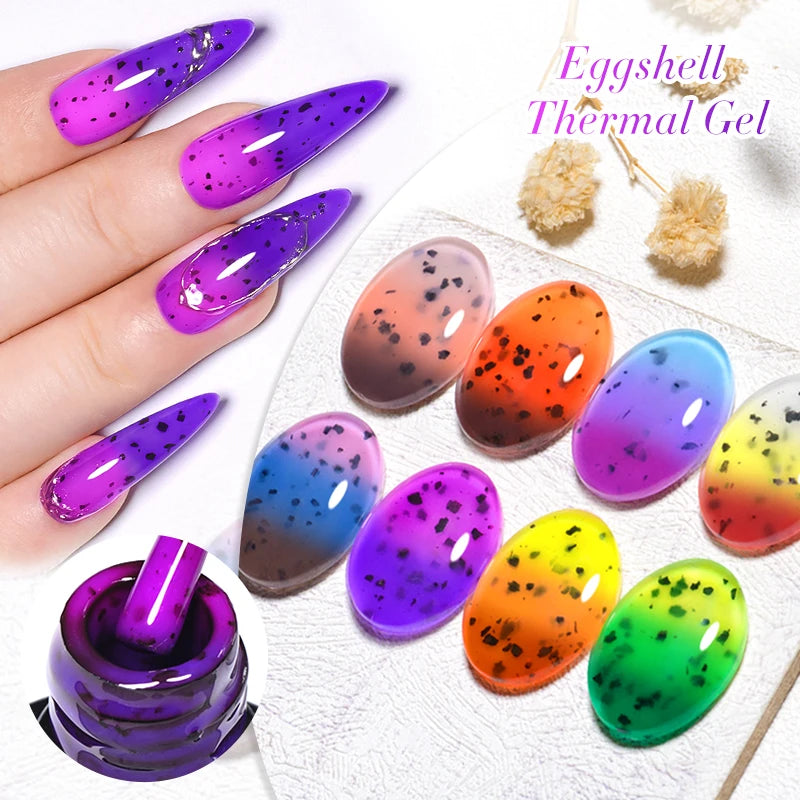 MEET ACROSS 7ml Eggshell Thermal Gel Nail Polish Temperature Changing Gradient Nail Art Varnish Winter Soak Off Gel For Nails