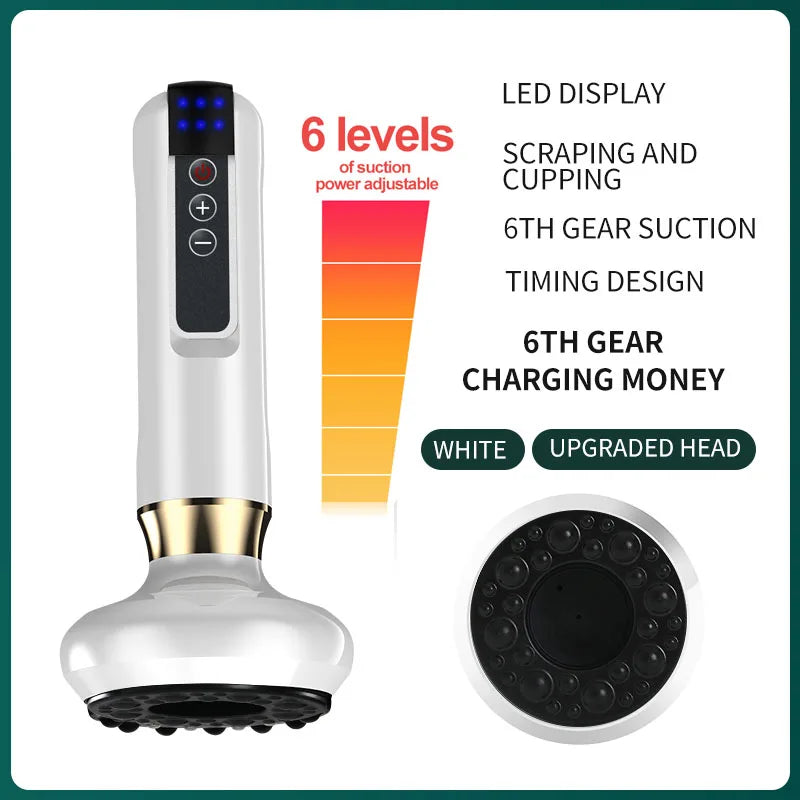 6 Gear Electric Cupping Massager Vacuum Suction Cup GuaSha Anti Cellulite Beauty Health Scraping Heat Body Slimming Massage