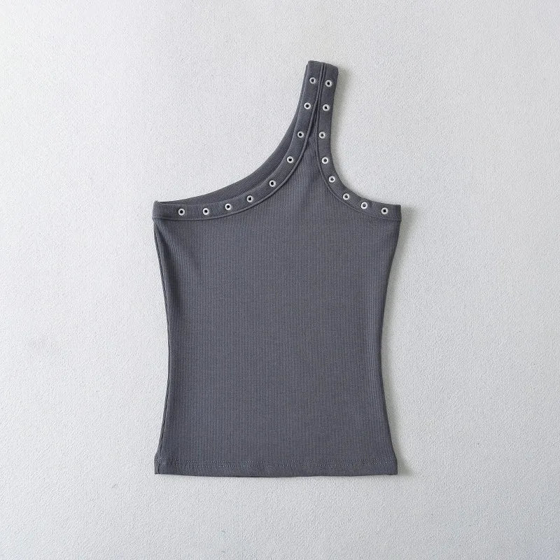 Design Sense Niche Slim Shoulder Slim Sling Summer Slim Chic Shoulder Vest Women Y2k Tops