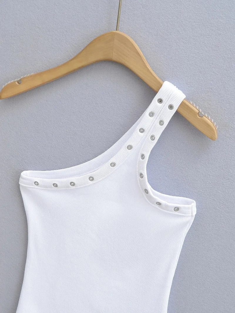 Design Sense Niche Slim Shoulder Slim Sling Summer Slim Chic Shoulder Vest Women Y2k Tops