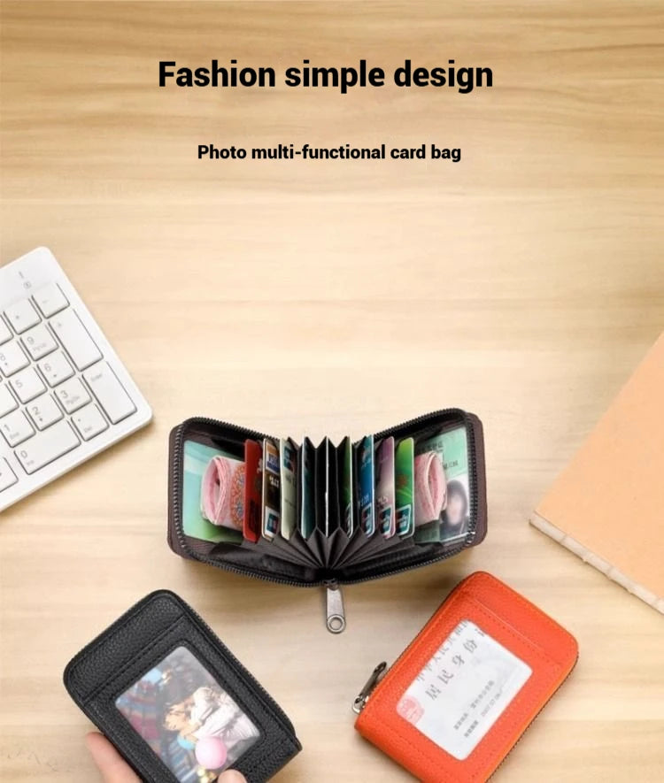 1pc Organ Card Bag Korean Edition Portable Women's Short Bank Card Cover Business Card Clip Zipper Vertical Handheld Bag