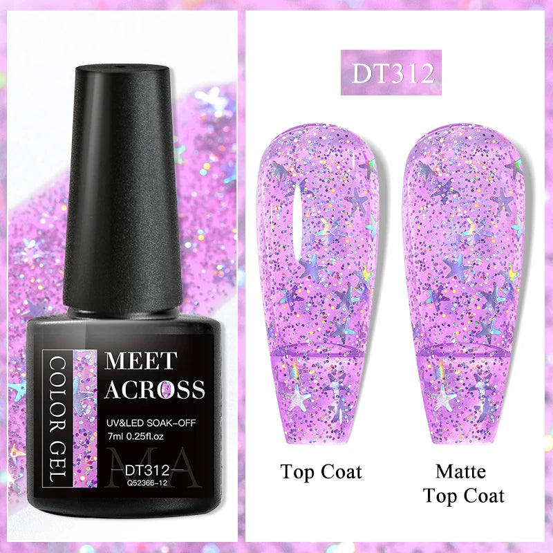 MEET ACROSS 7ml Eggshell Thermal Gel Nail Polish Temperature Changing Gradient Nail Art Varnish Winter Soak Off Gel For Nails