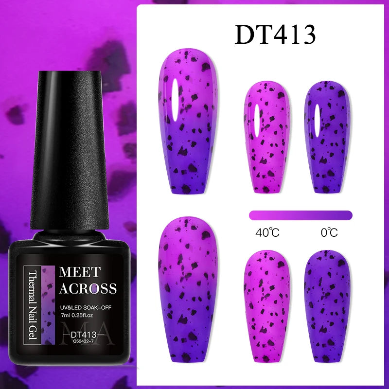MEET ACROSS 7ml Eggshell Thermal Gel Nail Polish Temperature Changing Gradient Nail Art Varnish Winter Soak Off Gel For Nails