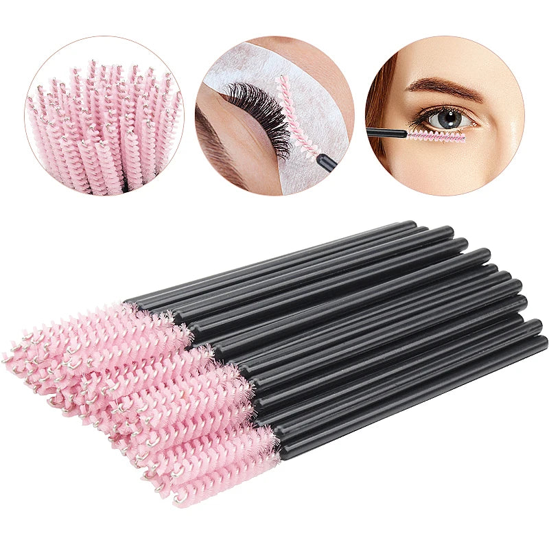 Lot de 50 Brosses à Cils - Crystal - Outil Professionnel d'Extension