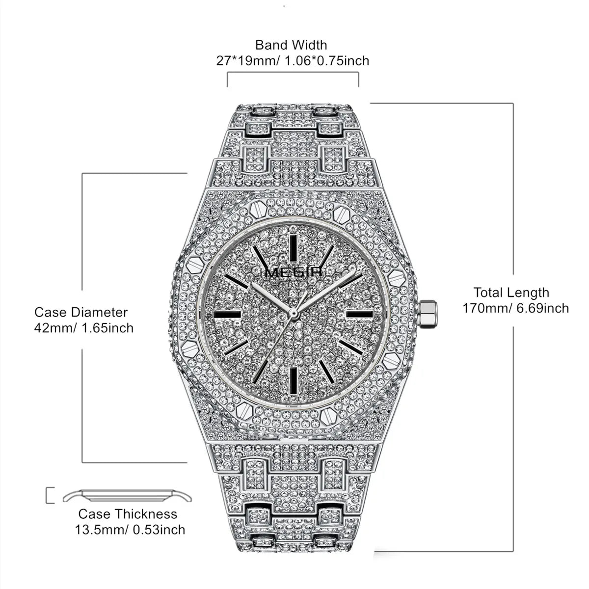 Montre de luxe - Diamant Signature - acier inoxydable et quartz