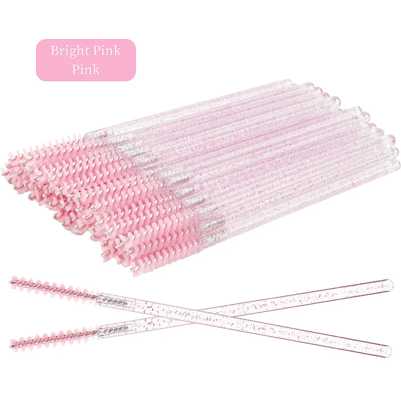 Lot de 50 Brosses à Cils - Crystal - Outil Professionnel d'Extension
