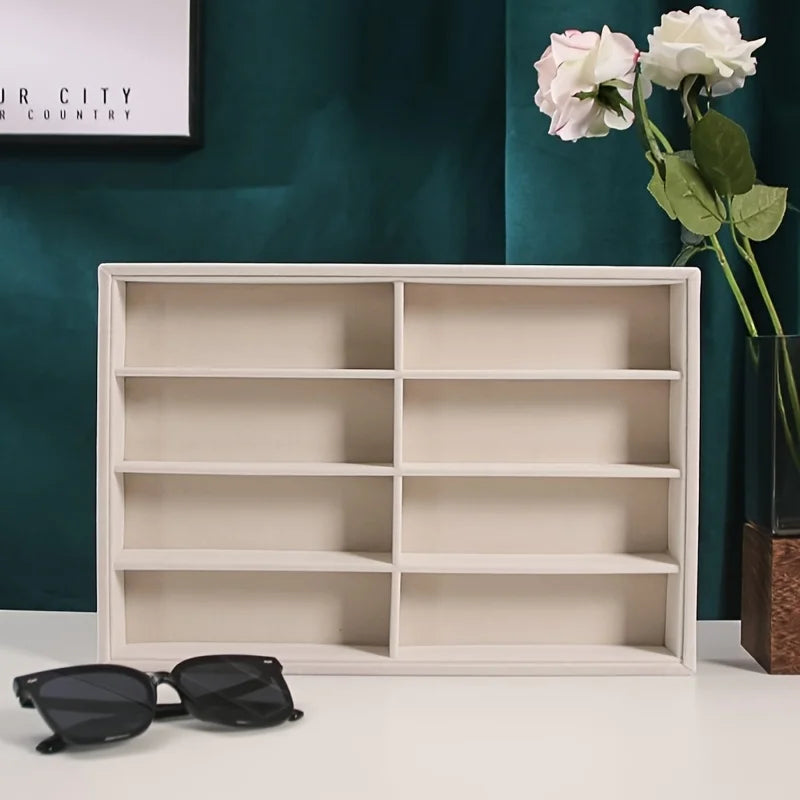 Organisateur de lunettes en velours, présentoir 8 compartiments
