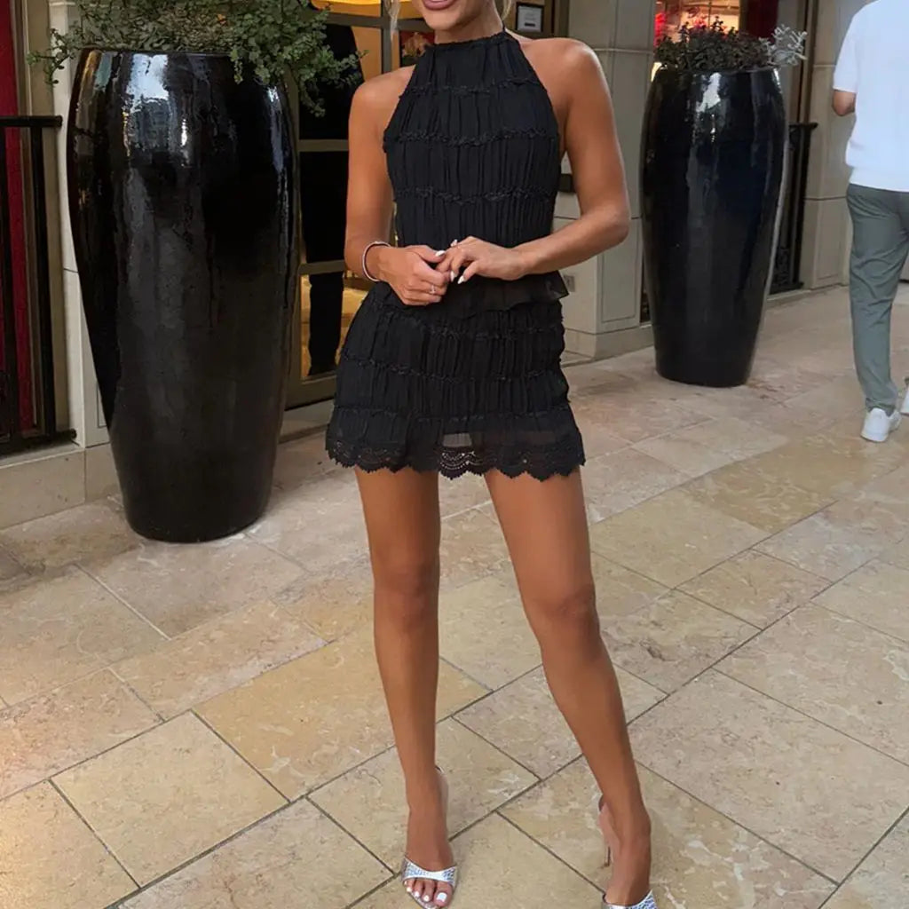 Ensemble 2 Pièces Halter Neck - Style Sophistiqué pour Soirée