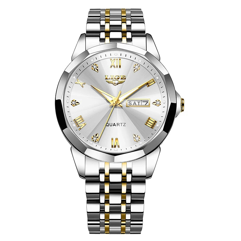 Montre de luxe pour femme, élégance Or, bracelet en acier