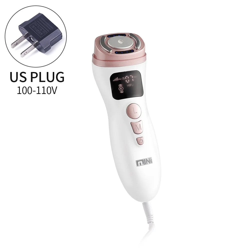 Mini HIFU Machine Ultrasonic RF EMS HIFU Facial Lifting Skin Tightening Device Face Chin Neck Eye Anti-Wrinkle Massager Home Use