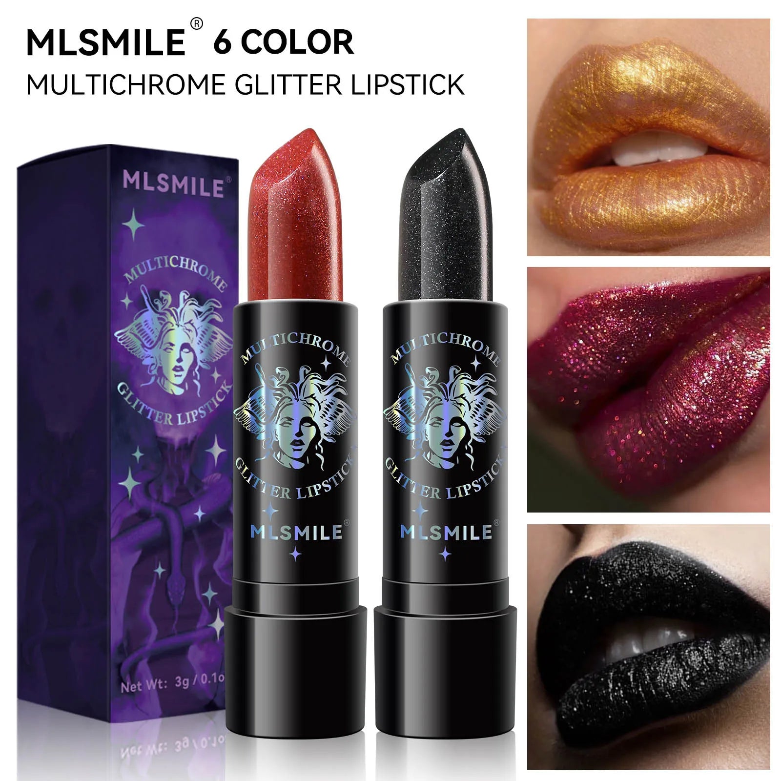 Ensemble de 6 Rouge à Lèvre - Diamond Glitter - Finis Métalliques et Perlés