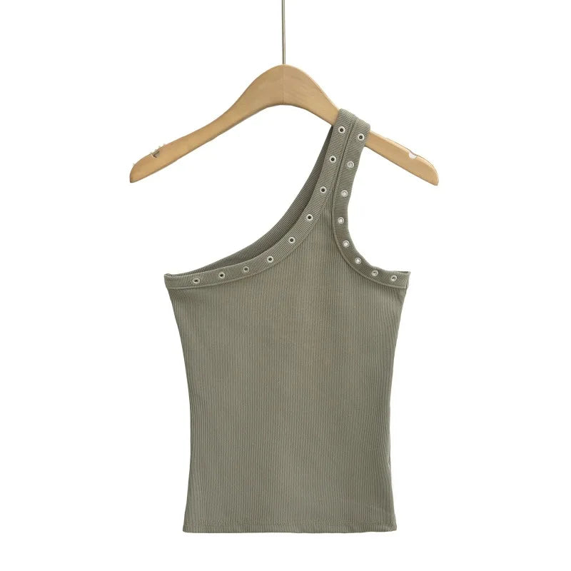 Design Sense Niche Slim Shoulder Slim Sling Summer Slim Chic Shoulder Vest Women Y2k Tops