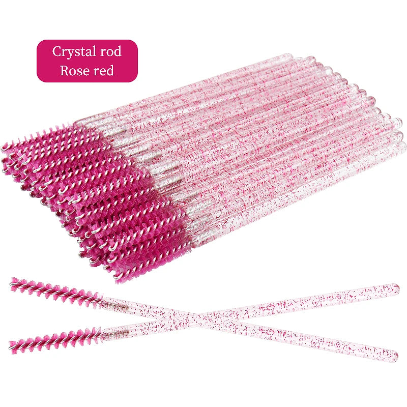 Lot de 50 Brosses à Cils - Crystal - Outil Professionnel d'Extension
