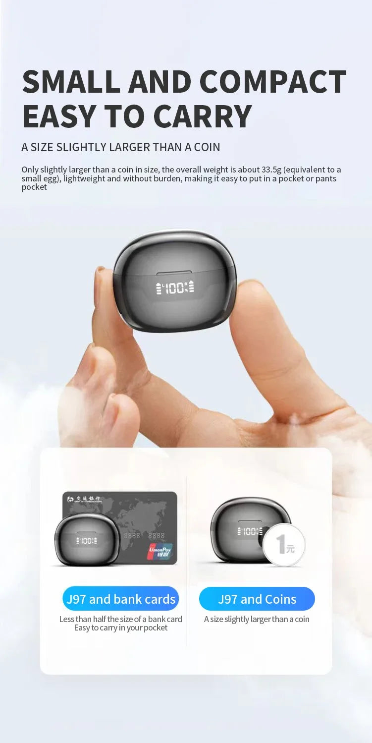 J97 TWS Bluetooth Earphone True Wireless Earbuds In-Ear Headphones Touch Control Waterproof Sports Headest With Mic For Phone