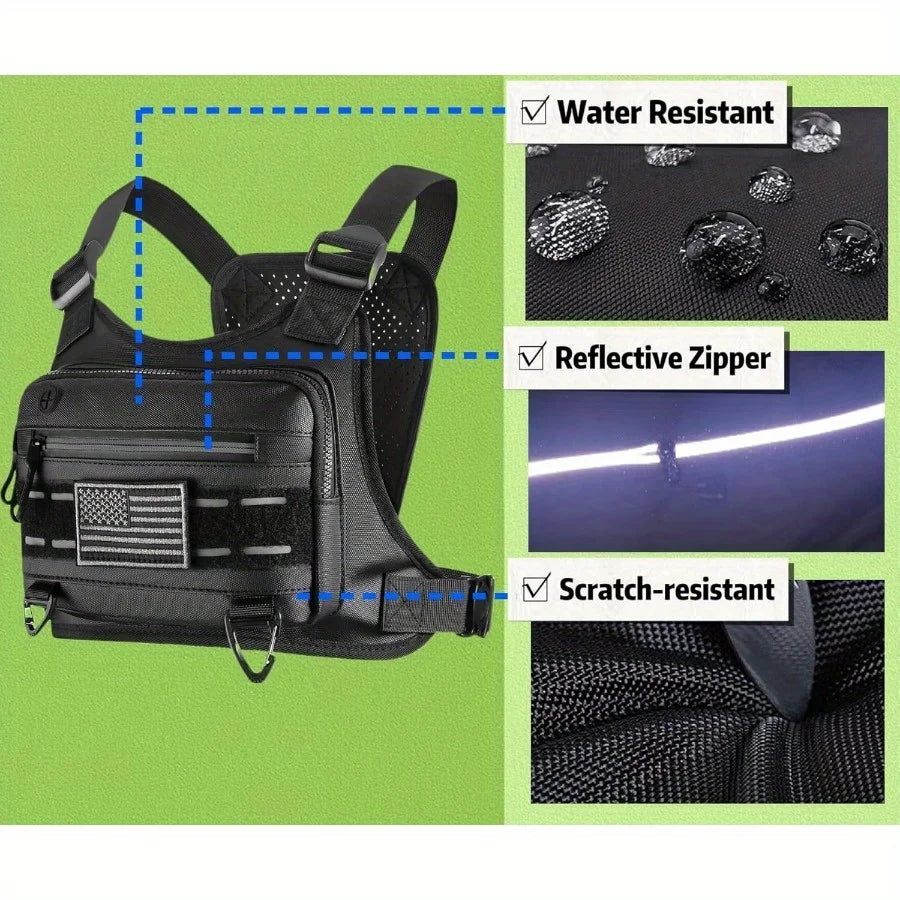 Harnais de poitrine Tactique - Sac de Course pour le Sport Imperméable Ultrarésistant et Sécuritaire