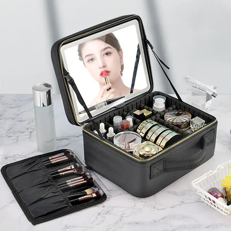 Étui de Maquillage Smart Led - Miroir intégré et Rangement Haute Capacité