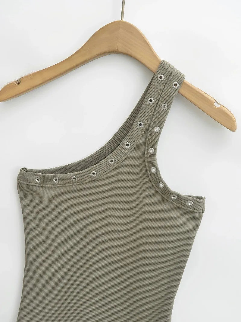 Design Sense Niche Slim Shoulder Slim Sling Summer Slim Chic Shoulder Vest Women Y2k Tops