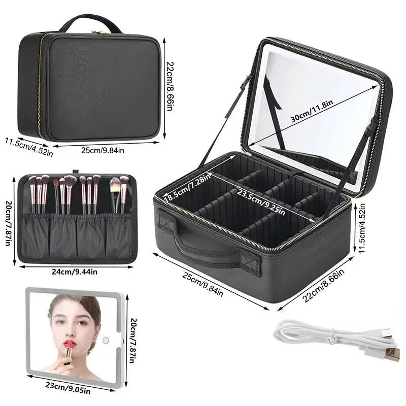 Étui de Maquillage Smart Led - Miroir intégré et Rangement Haute Capacité