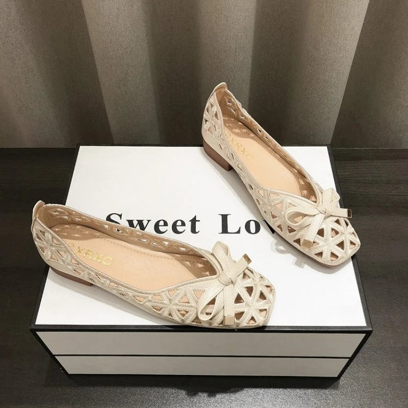 Ballerine Tressées Square Toe - Chic, Confortables et Respirantes