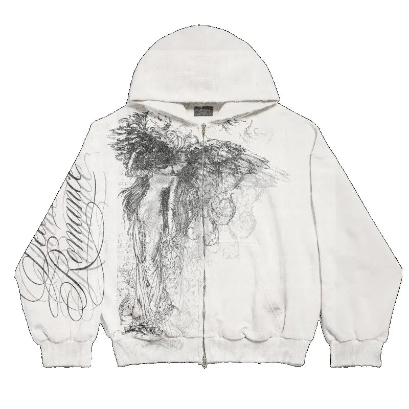 Hoodie - Goddess Art - style Y2K, coupe boxy rétro, look streetwear K pop