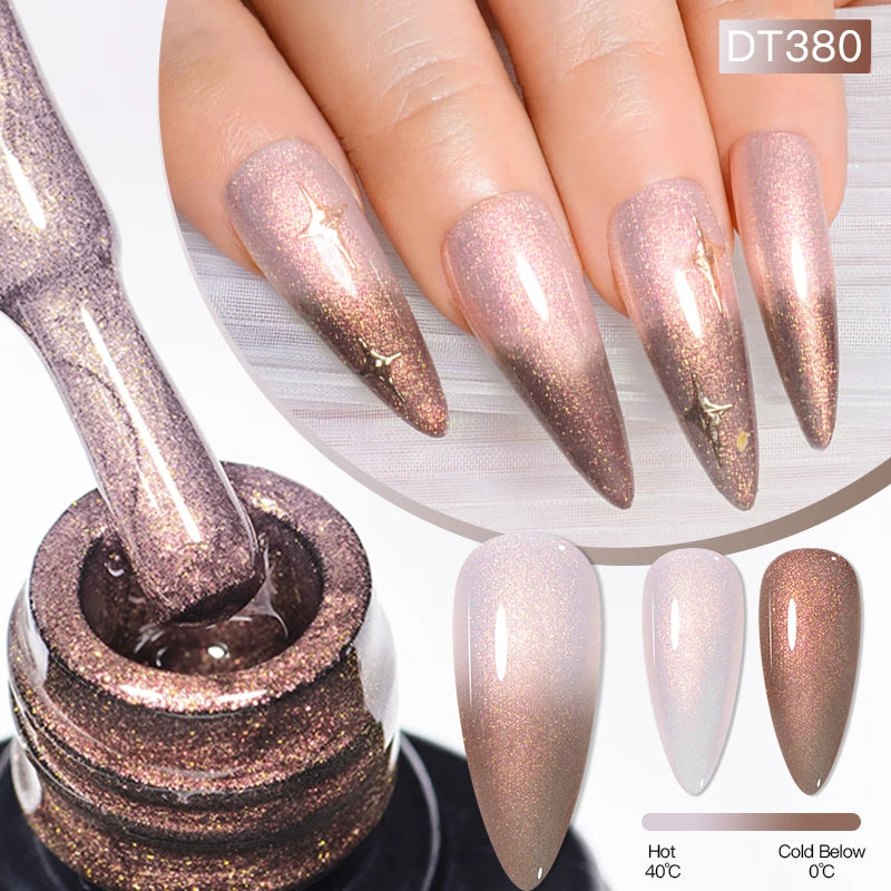 MEET ACROSS 7ml Eggshell Thermal Gel Nail Polish Temperature Changing Gradient Nail Art Varnish Winter Soak Off Gel For Nails