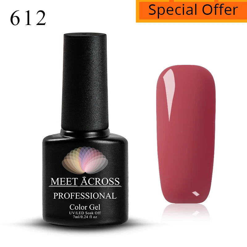 MEET ACROSS 7ml Eggshell Thermal Gel Nail Polish Temperature Changing Gradient Nail Art Varnish Winter Soak Off Gel For Nails