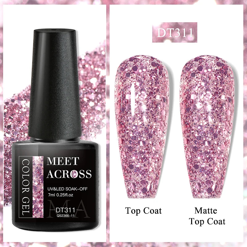 MEET ACROSS 7ml Eggshell Thermal Gel Nail Polish Temperature Changing Gradient Nail Art Varnish Winter Soak Off Gel For Nails