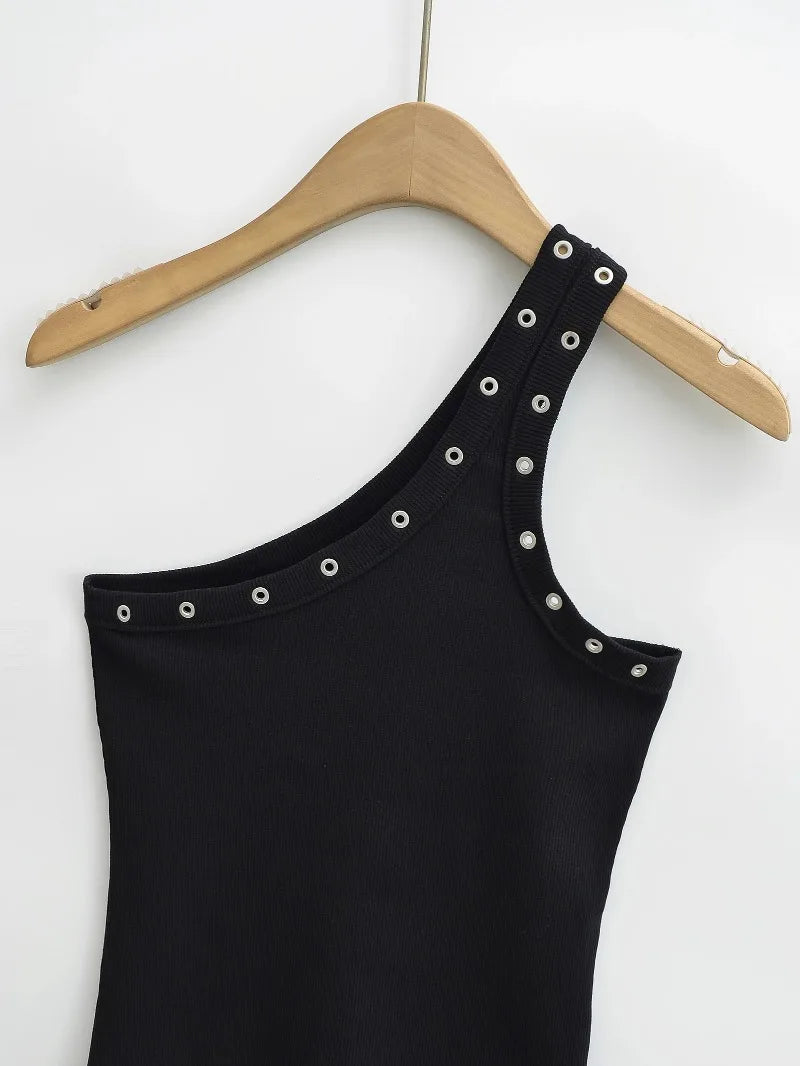 Design Sense Niche Slim Shoulder Slim Sling Summer Slim Chic Shoulder Vest Women Y2k Tops