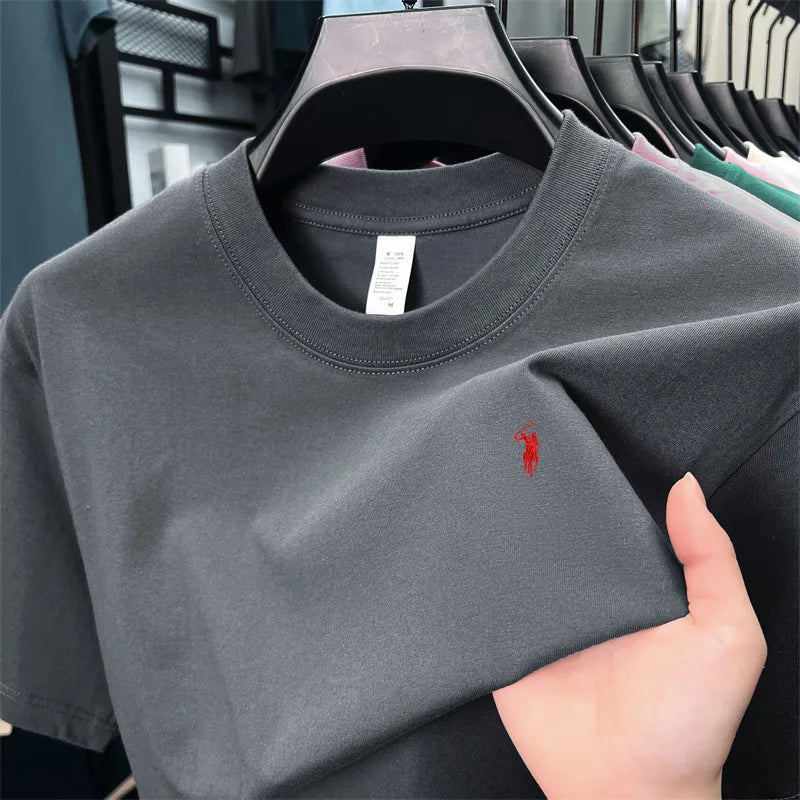 2025 Xiaoma Fashion Brand Pure Cotton Men's Short sleeved T-shirt Summer New High end Comfortable Casual Round Neck Top