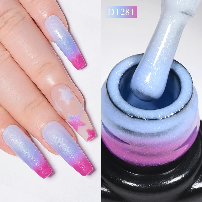 MEET ACROSS 7ml Eggshell Thermal Gel Nail Polish Temperature Changing Gradient Nail Art Varnish Winter Soak Off Gel For Nails