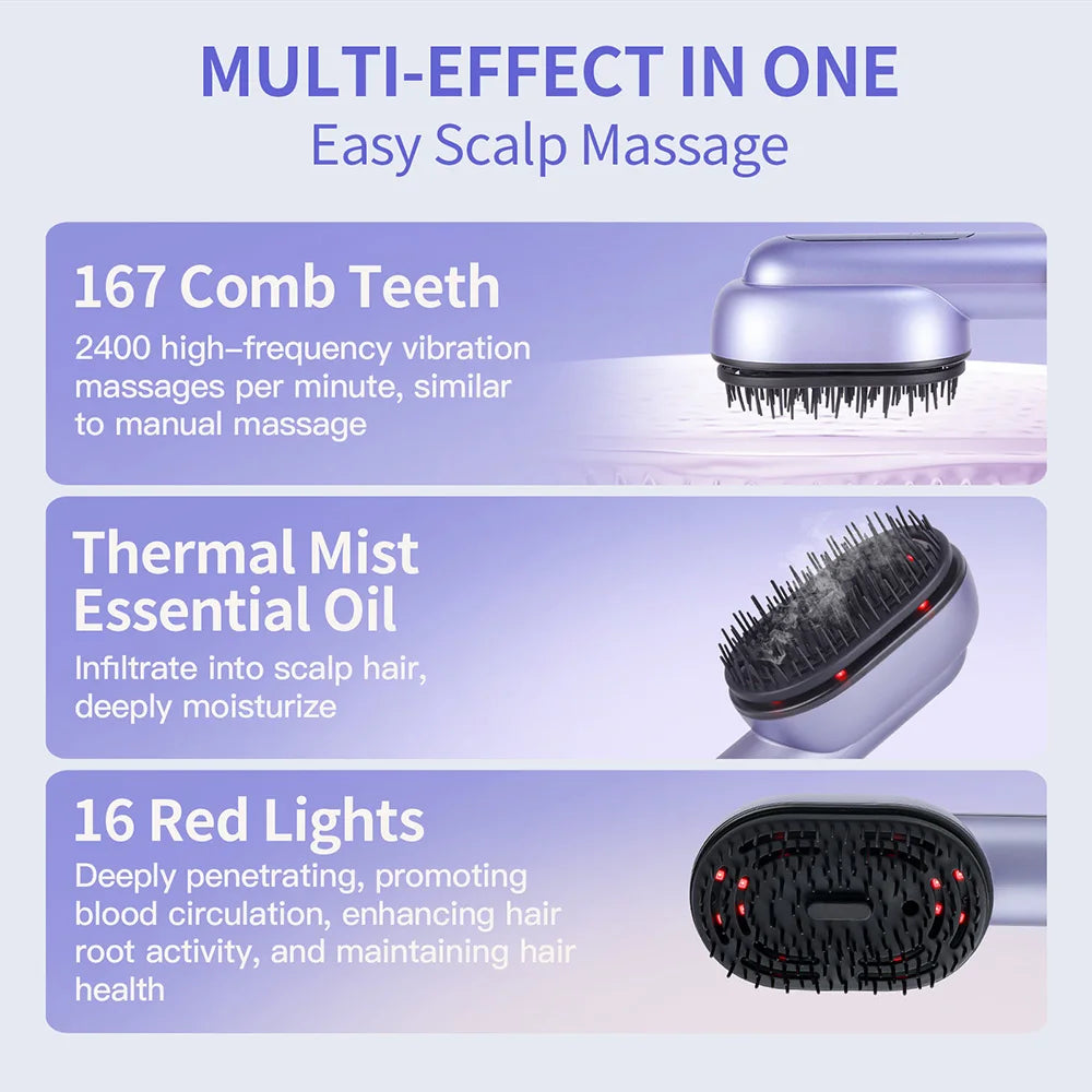 Brosse Massante et Vaporisatrice Intelligente - Soin Capillaire Revitalisant