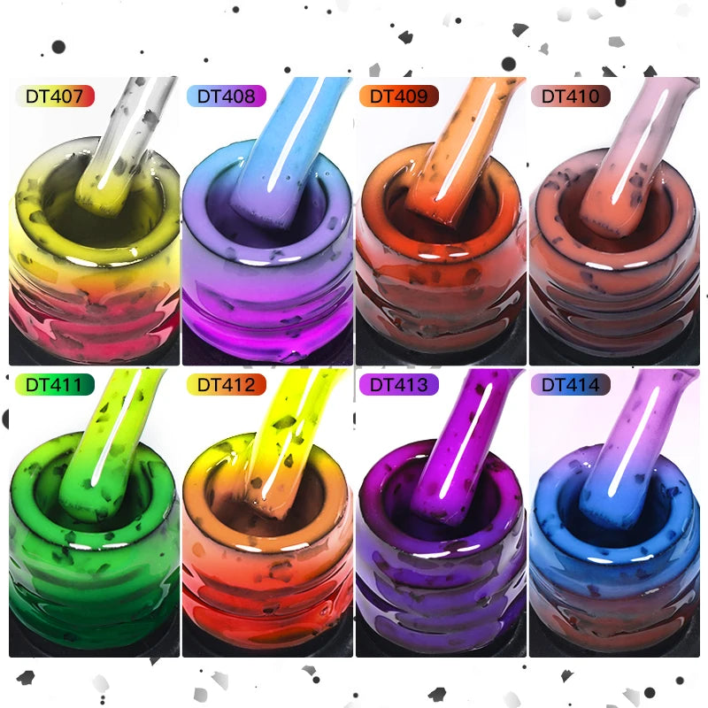 MEET ACROSS 7ml Eggshell Thermal Gel Nail Polish Temperature Changing Gradient Nail Art Varnish Winter Soak Off Gel For Nails