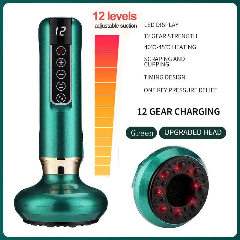 6 Gear Electric Cupping Massager Vacuum Suction Cup GuaSha Anti Cellulite Beauty Health Scraping Heat Body Slimming Massage